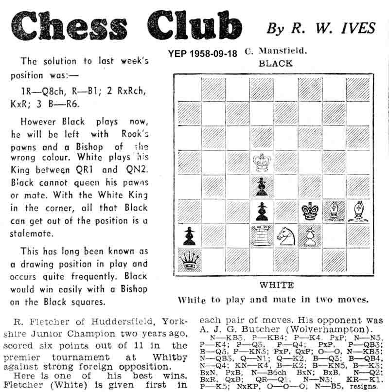 14 April 1960, Yorkshire Evening Post, chess column