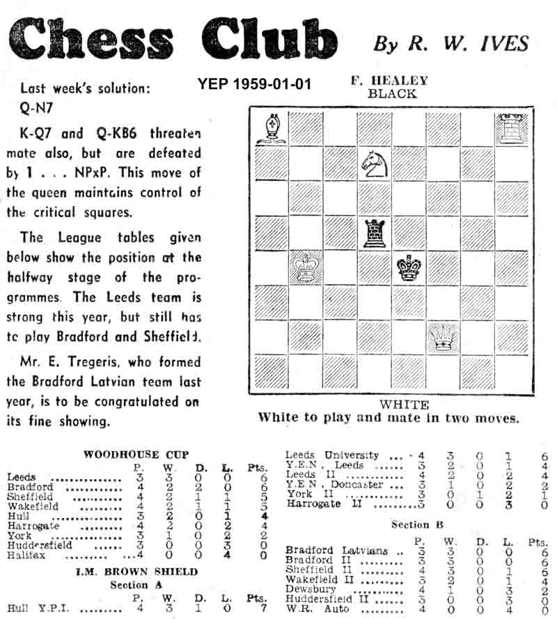 1 January 1959, Yorkshire Evening Post, chess column