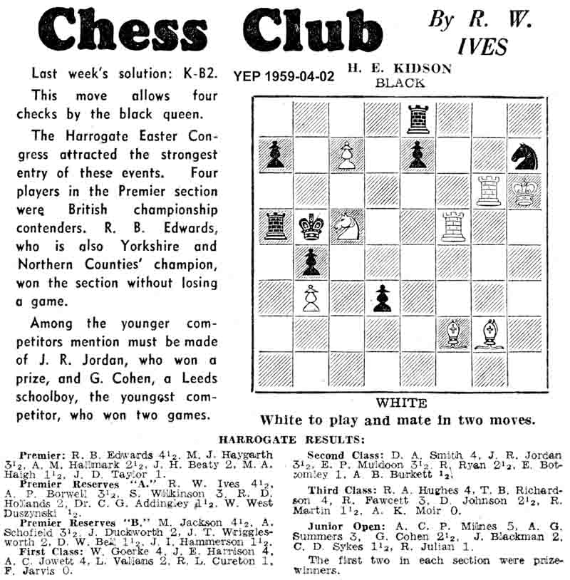 2 April, Yorkshire Evening Post, chess column