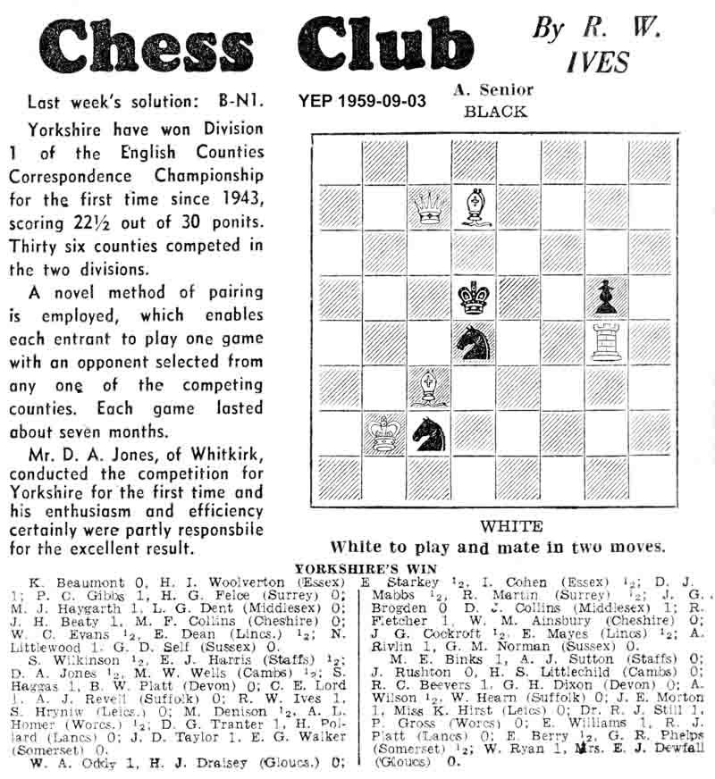 10 September 1959, Yorkshire Evening Post, chess column