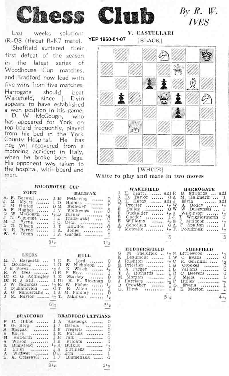 7 January 1960, Yorkshire Evening Post, chess column
