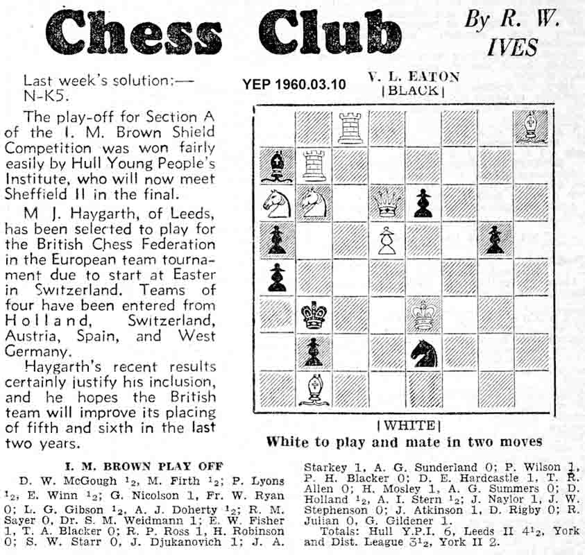 3 March 1960, Yorkshire Evening Post, chess column