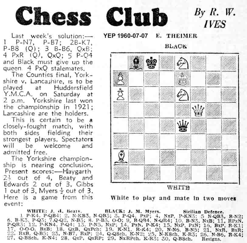 18 June 1959, Yorkshire Evening Post, chess column