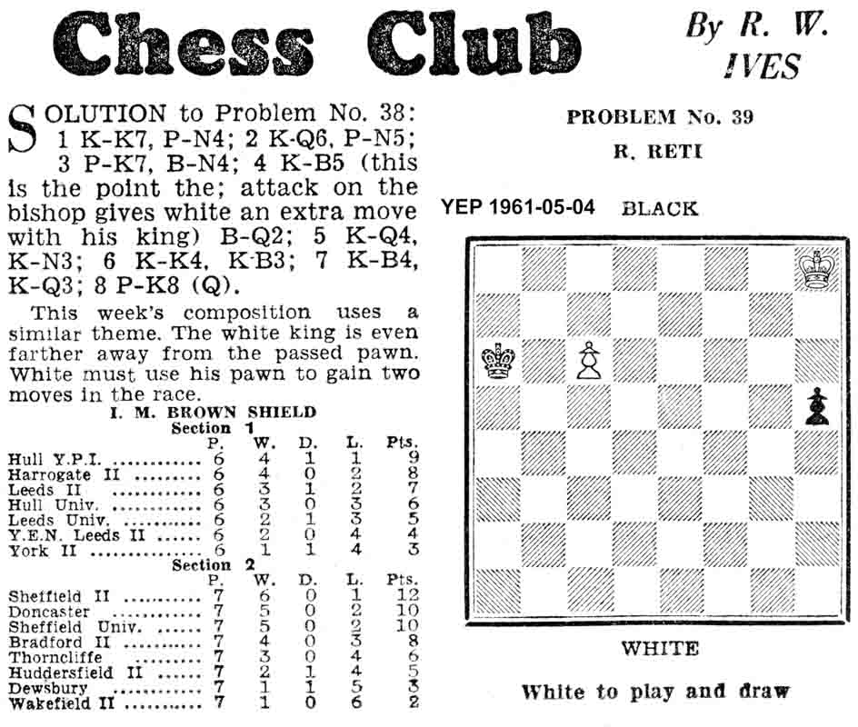 27 April 1961, Yorkshire Evening Post, chess column