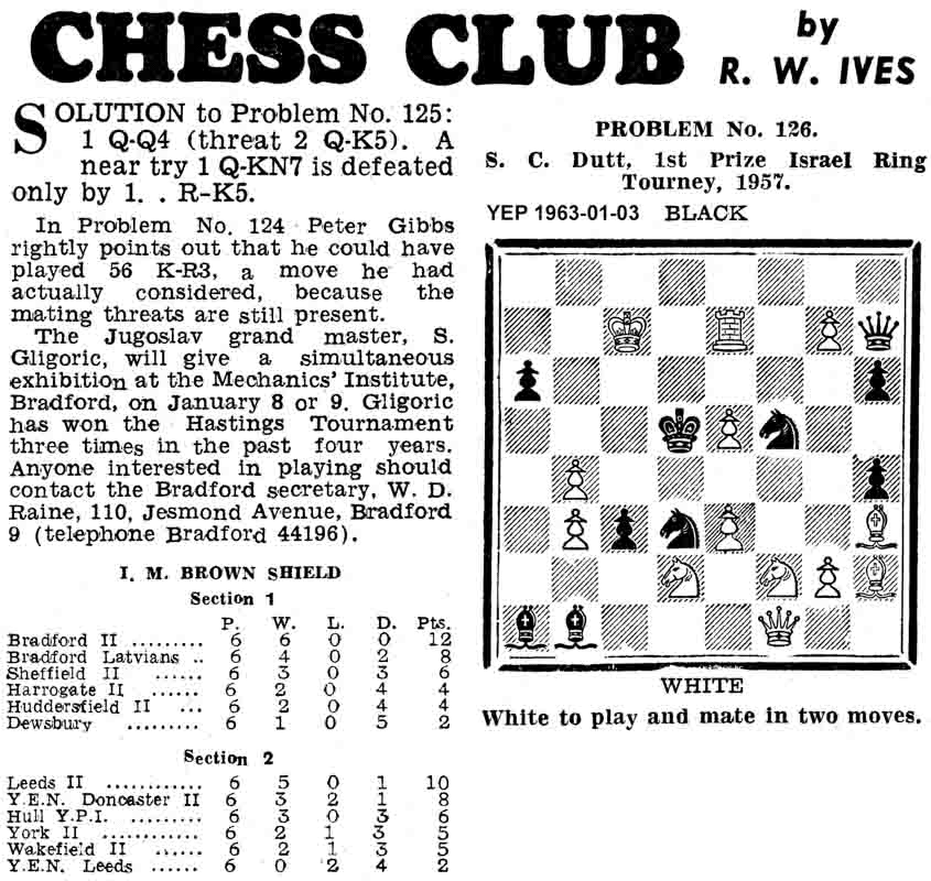 3 January 1963, Yorkshire Evening Post, chess column