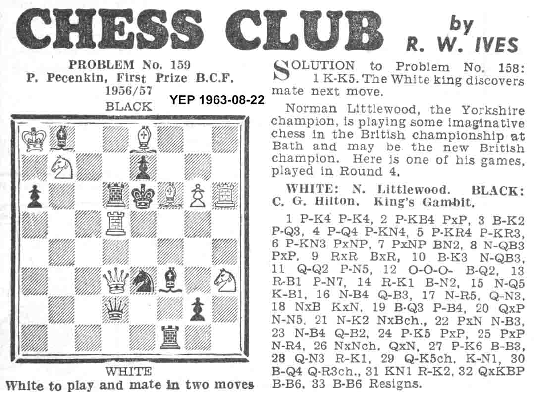 23 June 1960, Yorkshire Evening Post, chess column