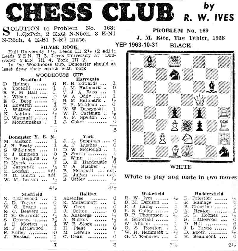 7 November 1963, Yorkshire Evening Post, chess column