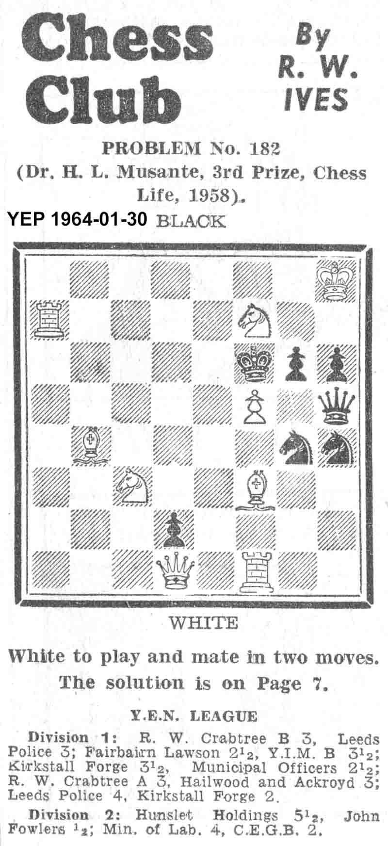 30 January 1964, Yorkshire Evening Post, chess column